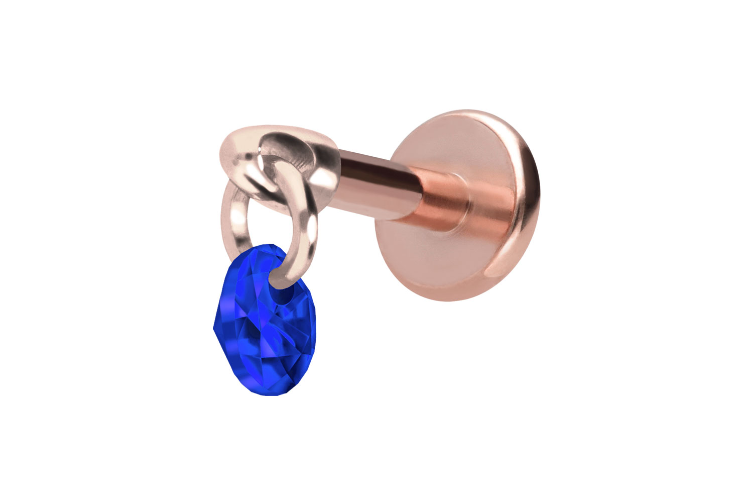 Titan Labret Piercing mit Innengewinde RUNDER KRISTALL